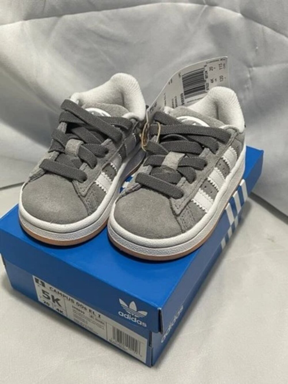 Adidas Originals Campus 00s EL Toddler Shoes Gray White Suede Gum Sole Size 5K